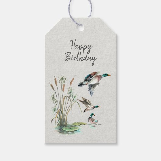 Mallard Ducks Birthday Cadeaulabel (Voorkant)