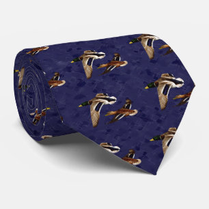 Mallard Ducks Flying Navy Blue Stropdas