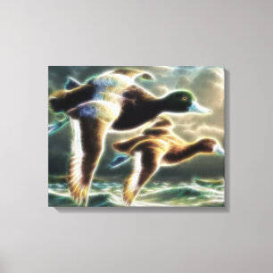 Mallard Ducks in Flight Wrapped Canvas Afdruk