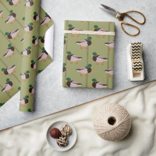 Mallard Ducks met olijfgroene strepen Cadeaupapier