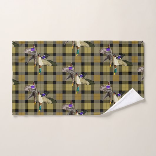 Mallard Ducks Op Jagers Plaid Bad Handdoek (Handdoek)