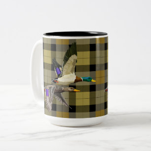 Mallard Ducks op Plaid Tweekleurige Koffiemok