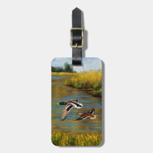 Mallard Ducks vliegen over de hond Bagagelabel