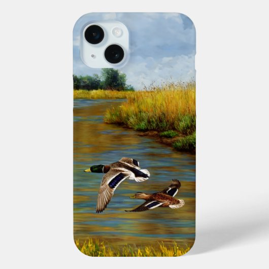 Mallard Ducks vliegen over de hond Case-Mate iPhone Case (Achterkant)