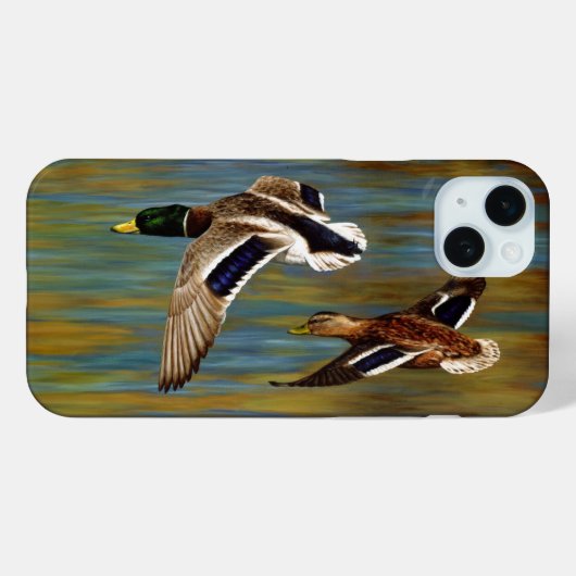 Mallard Ducks vliegen over de hond Case-Mate iPhone Case (Achterkant (horizontaal))