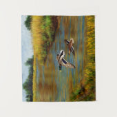 Mallard Ducks vliegen over de hond Wandkleed (Voorkant)