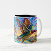 MALLARD DUCKS VOL À DEUX TONNES CAFÉ MUG (Devant droit)