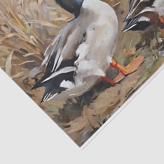 Mallard Ducks Waterverf Decoupage Tissuepapier (Detail)