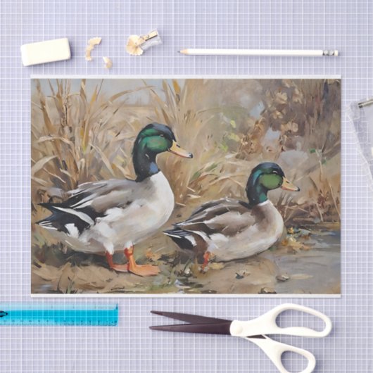 Mallard Ducks Waterverf Decoupage Tissuepapier (Craft)