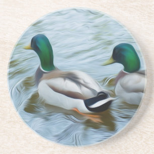 Mallard Ducks Zandsteen Onderzetter