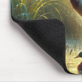 Mallard eenden in zonovergoten vijver muismat (Hoek)