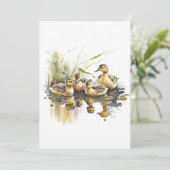 Mallard eendjes in Waterverven Feestdagenkaart (Staand voorkant)