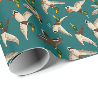 Mallards Gift Wrap Blauwgroen Cadeaupapier
