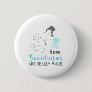 Malle Sneeuw Hoe Sneeuwvlokken Echt Worden Gemaakt Ronde Button 5,7 Cm