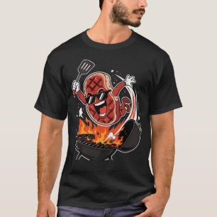 Malle vliegende steak BBQ grillen cartoon T-shirt