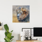 Malli Lion Fotografie Moderne Waterverf Poster (Thuiskantoor)