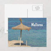 Mallorca - Carte postale parapluie paille (Devant / Derrière)