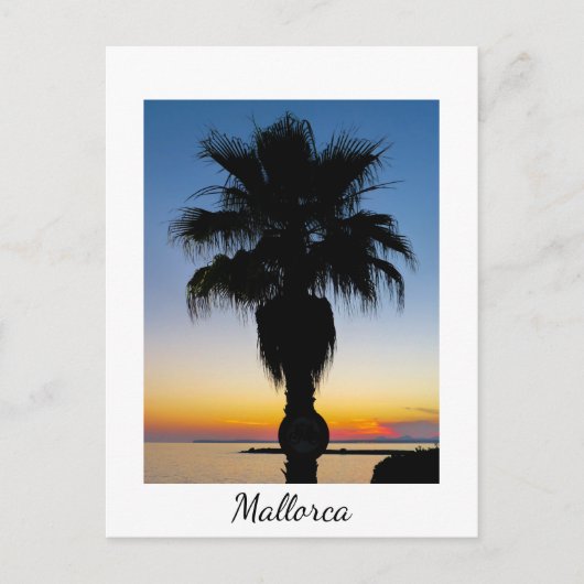 Mallorca Palm Tree in de Sunset Briefkaart (Voorkant)