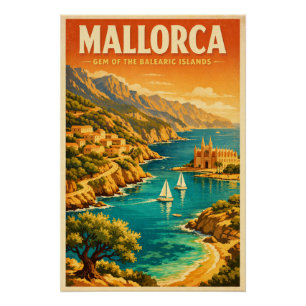 Mallorca, Spanje, in een klassieke retro Perfect Poster