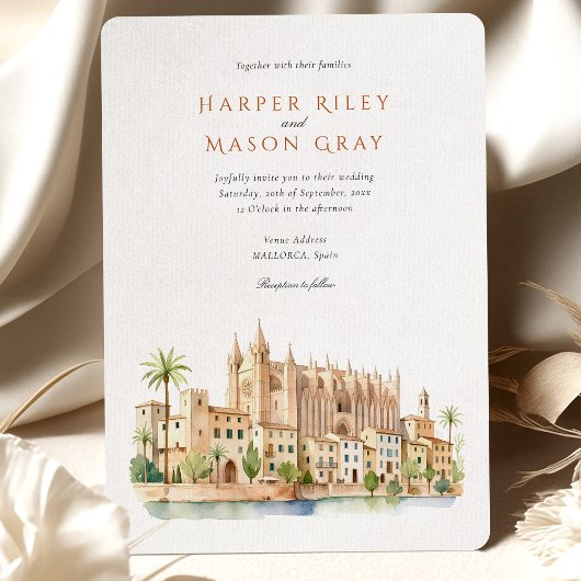 Mallorca Spanje Kathedraal Waterverf bruiloft Kaart