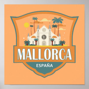 Mallorca Spanje Reizen Retro Badge Poster