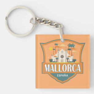 Mallorca Spanje Reizen Retro Badge Sleutelhanger