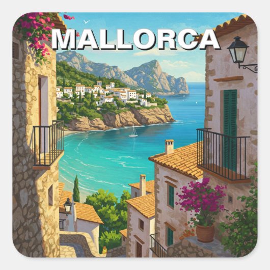 Mallorca Spanje Reizen Vierkante Sticker (Voorkant)