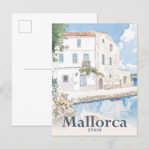 Mallorca Spanje Waterverf reisillustratie Briefkaart