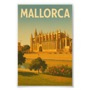 Mallorca Vintage Retro Kathedraal Foto Afdruk
