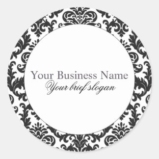 Mallory #1 Chic Black Damask Sticker rond