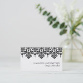 Mallory #1 Chic Black Damask Visitekaartje (Staand voorkant)