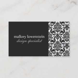 Mallory #2 Chic Black Damask Visitekaartje