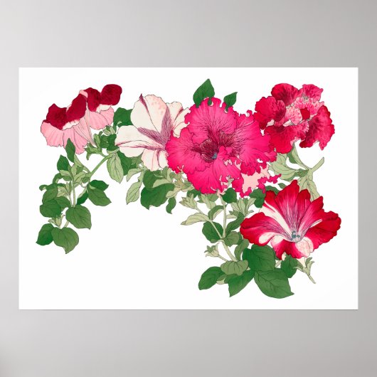 Mallow bloem, Japanse kunst Poster (Voorkant)