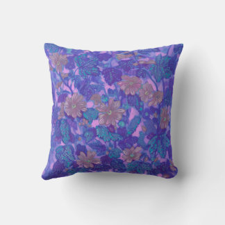 Mallow Bloom, Malva Flowers Floral Painting Paars Kussen