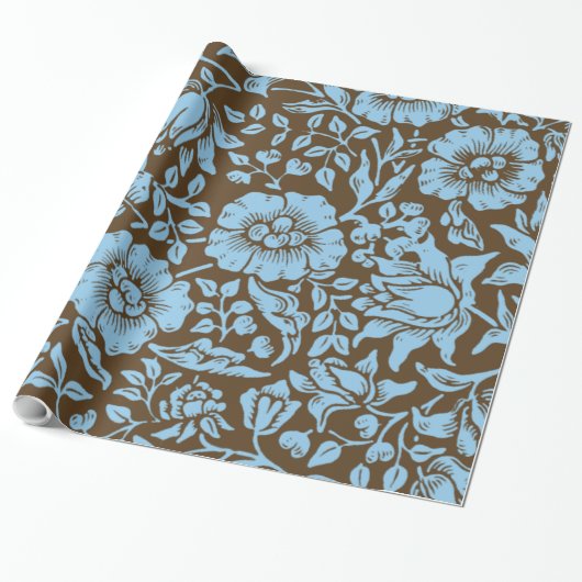Mallow,  design, in zacht blauw en bruin cadeaupapier (Uitgerold)