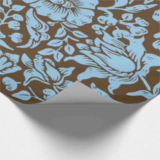 Mallow,  design, in zacht blauw en bruin cadeaupapier (Hoek)