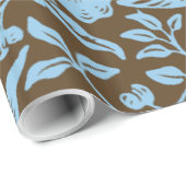 Mallow,  design, in zacht blauw en bruin cadeaupapier (Rol Hoek)