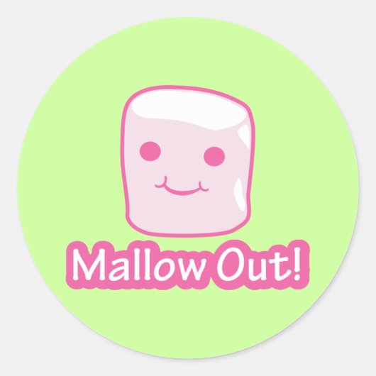 Mallow uit! ronde sticker (Voorkant)