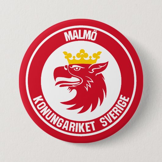 Malmö Round Emblem Ronde Button 7,6 Cm (Voorkant)