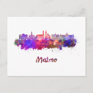 Malmo skyline in waterverf briefkaart