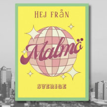 Malmö Suède Sverige rétro coloré Carte postale
