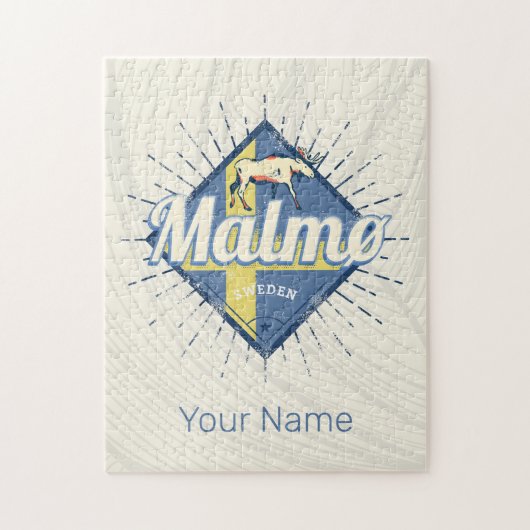 Malmo Zweden Retro Flag  Moose Souvenir Legpuzzel (Verticaal)