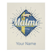 Malmo Zweden Retro Flag  Moose Souvenir Perfect Poster (Voorkant)