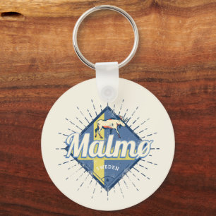 Malmo Zweden Retro Flag Moose Souvenir Sleutelhanger