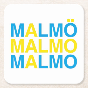 MALMO Zweedse vlag Vierkante Kartonnen Onderzetter