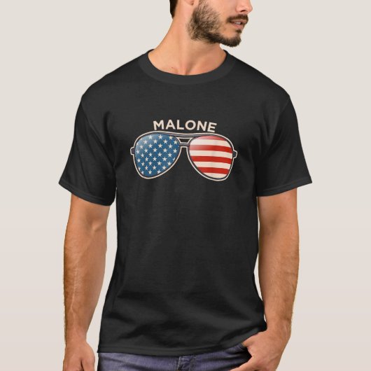 Malone NY Amerikaanse vlag zonnebril T-shirt (Voorkant)
