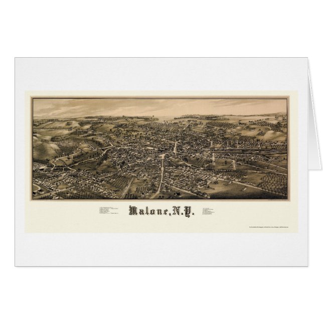 Malone, NY Panoramic Map - 1886 (Voorkant Horizontaal)