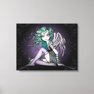 "Malory" Cute Green Tattoo Angel Canvas Afdrukken