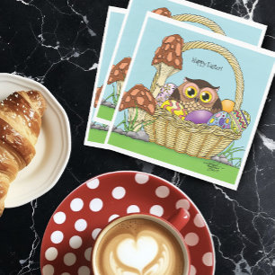 Malse Paasmand Uil Eieren Paddenstoelen Servet