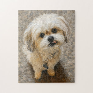 Malshi-hondpuzzel met grijs en beige legpuzzel
